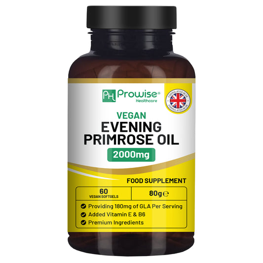 Evening Primrose Oil 2000mg Capsules – Hormone Balance & Skin Support | Vegan | 60 Softgels