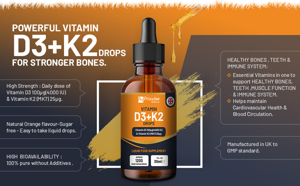 Vitamin D3 + K2 Liquid Drops (4000 IU) – Immune & Bone Support 30ml
