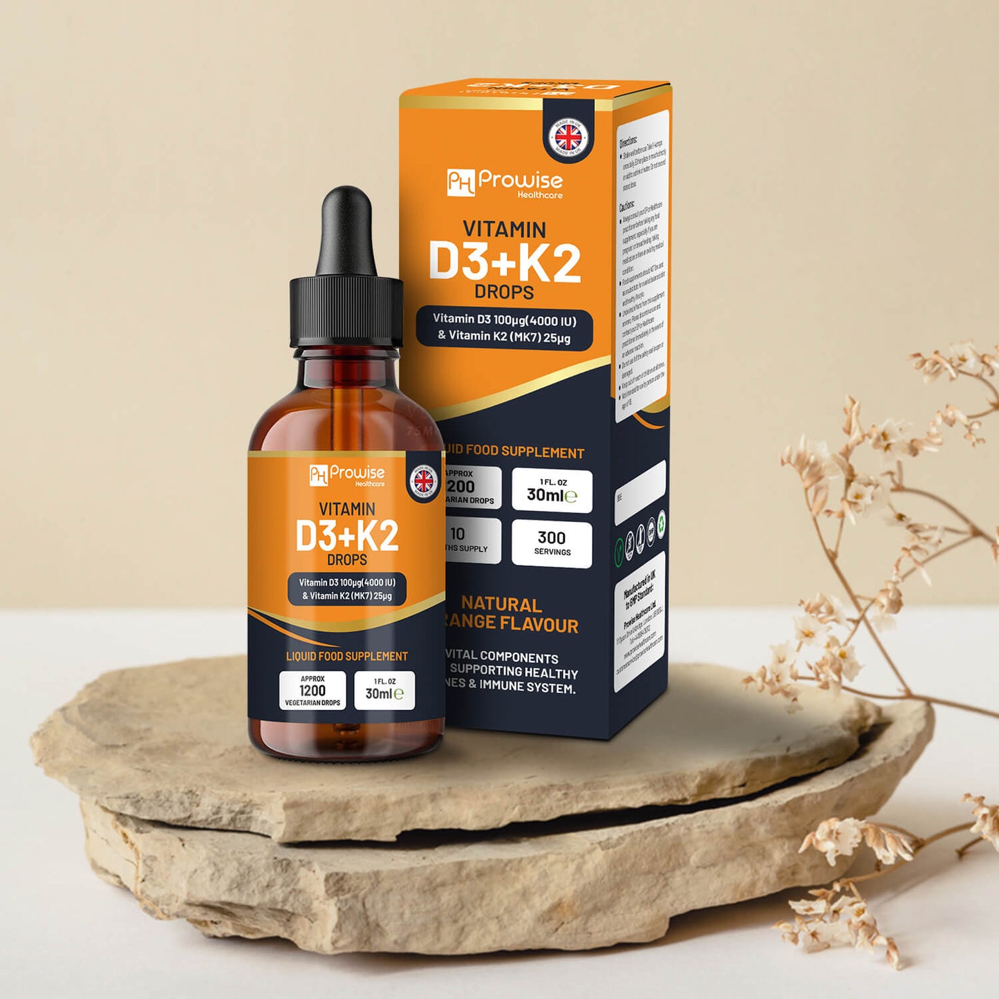 Vitamin D3 + K2 Liquid Drops (4000 IU) – Immune & Bone Support 30ml