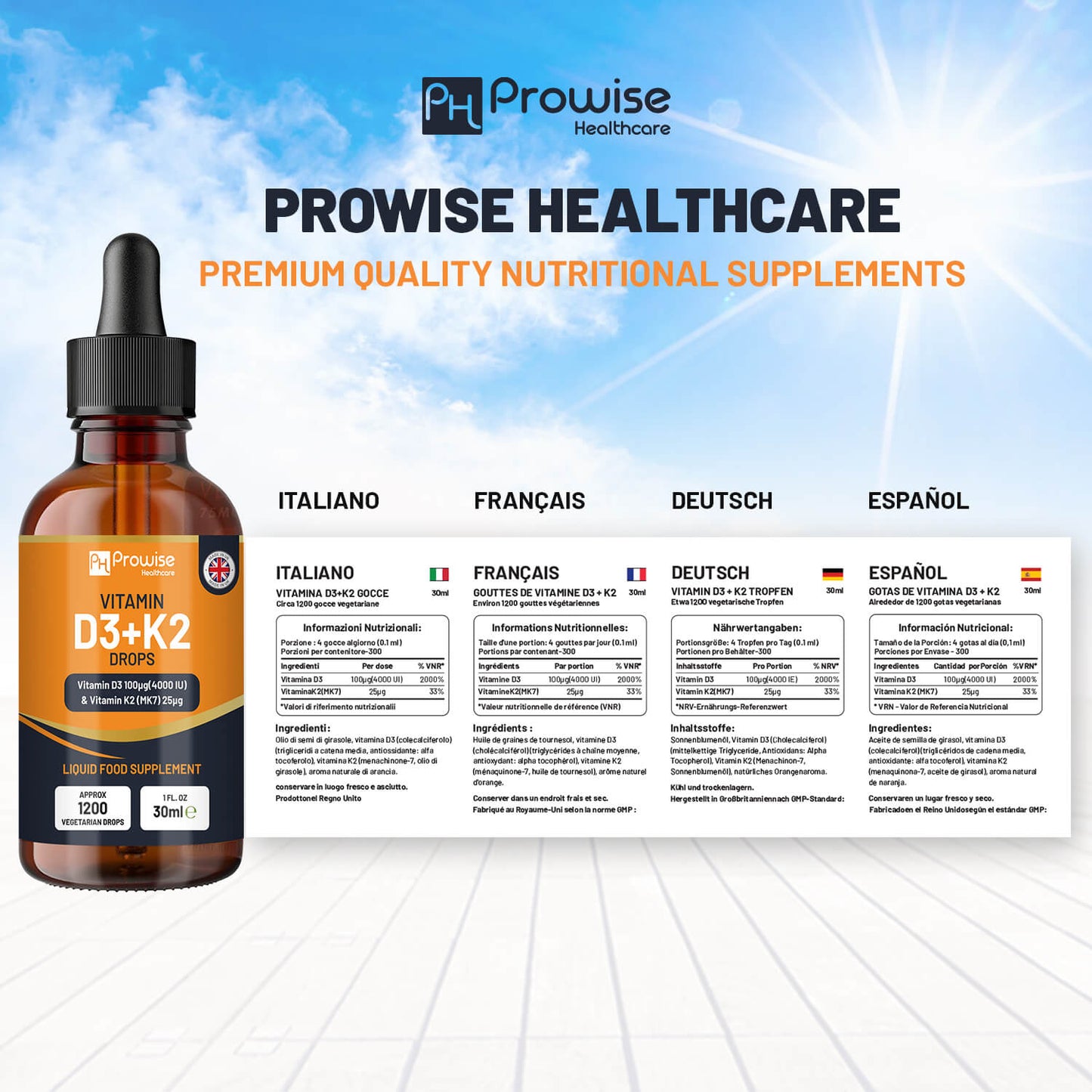 Vitamin D3 + K2 Liquid Drops (4000 IU) – Immune & Bone Support 30ml