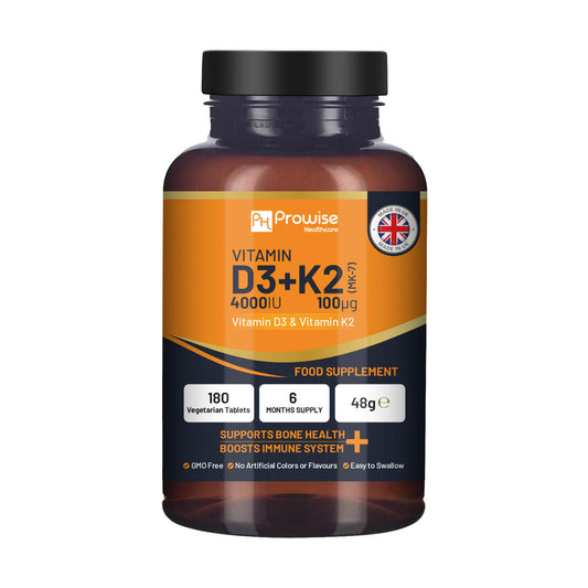 Vitamin D3 + K2 Tablets (4000 IU) – Immune & Bone Support | 180 Tablets