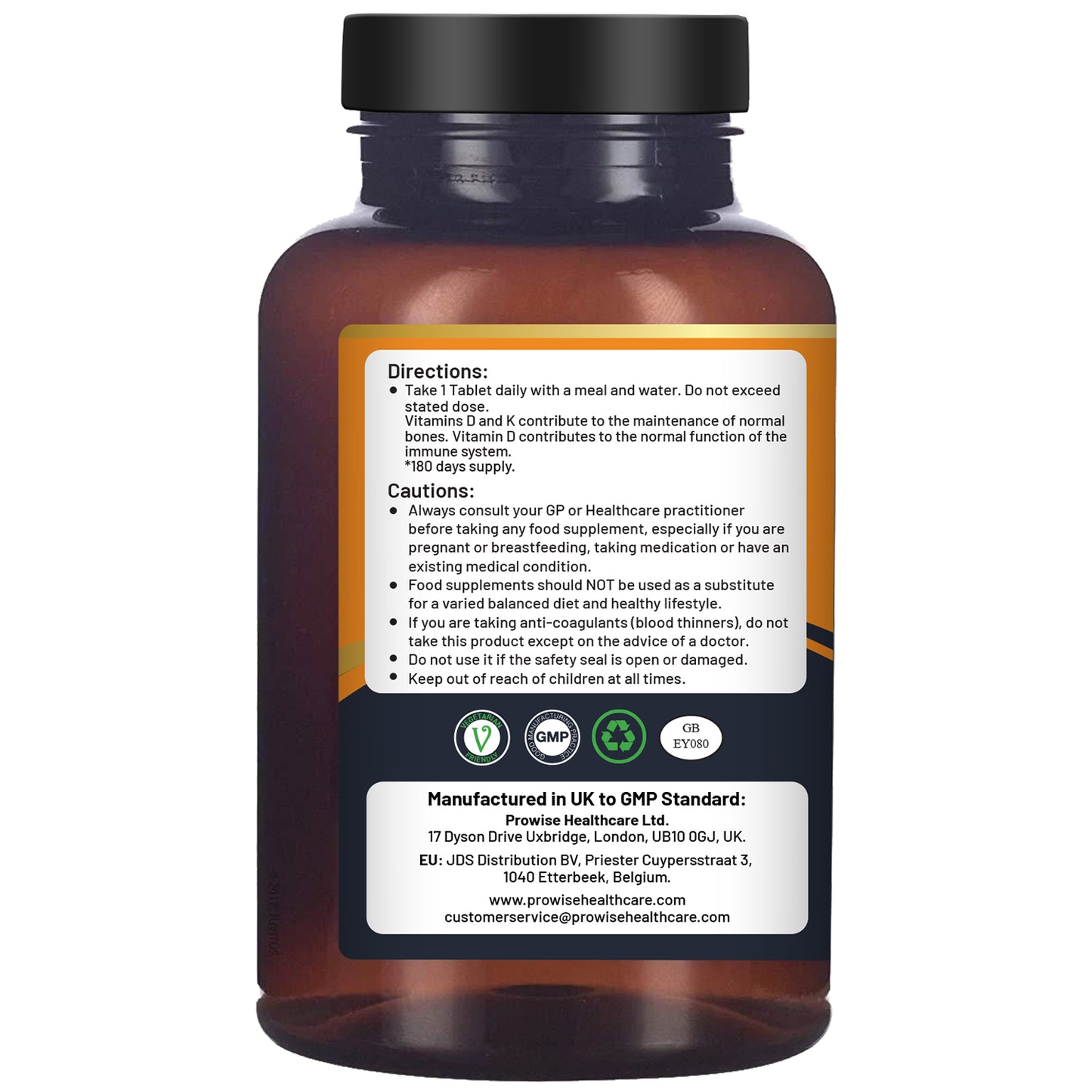 Vitamin D3 + K2 Tablets (4000 IU) – Immune & Bone Support | 180 Tablets